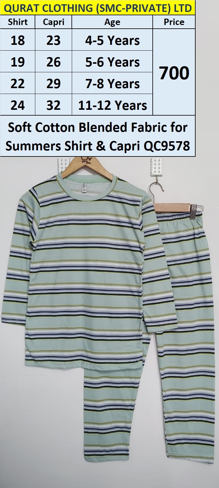 Soft Cotton Blended Fabric for Summers Shirt & Capri Multi Stripes Print QC9578