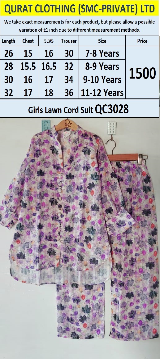 Girls Lawn Cord Suit QC3028 - QC3028