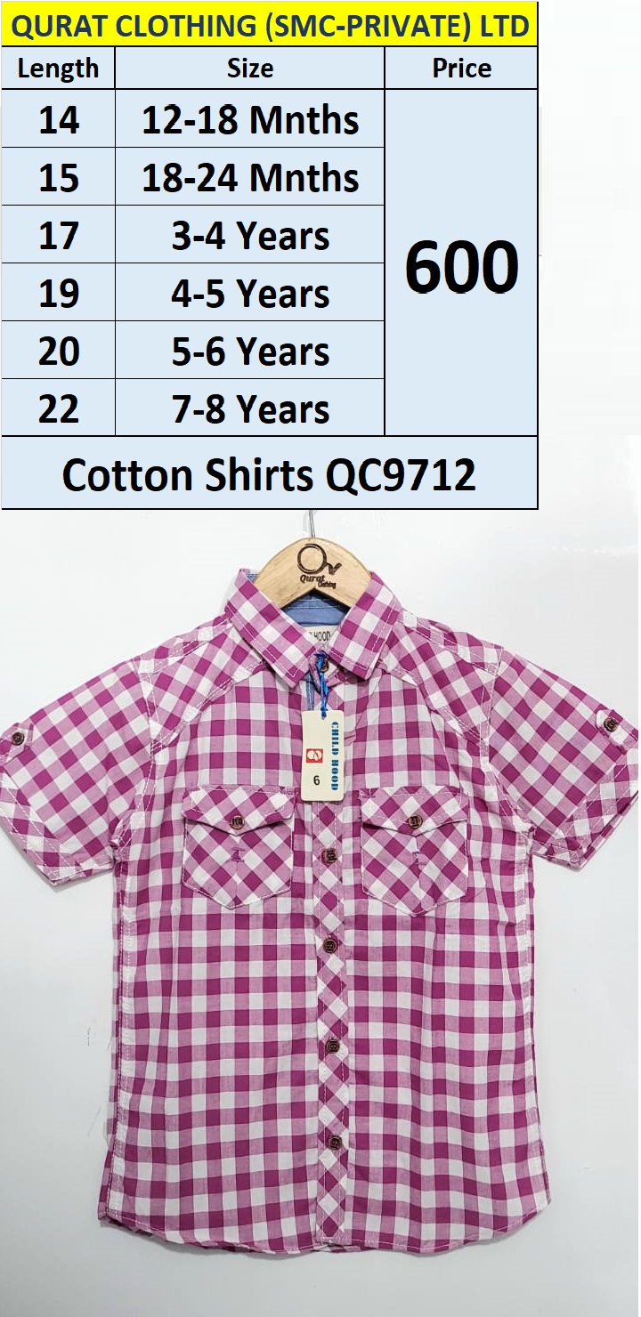 Pink Double Pocket Summer Cotton Check Shirts QC9712 Brand Childhood