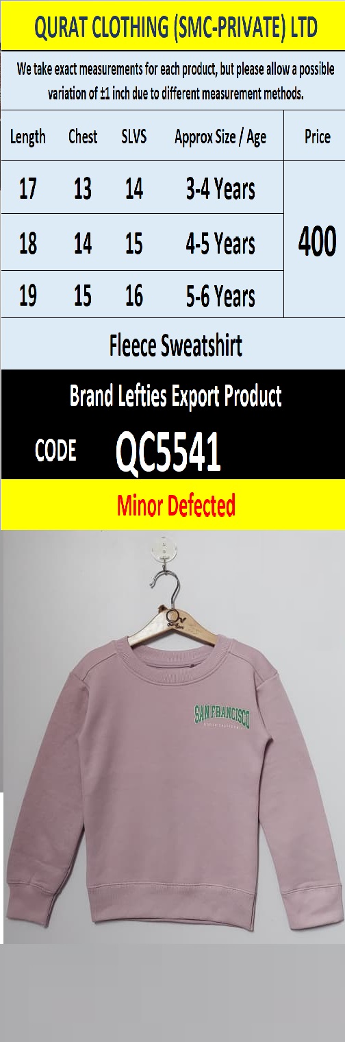 Brand Lefties Fleece Sweatshirt Export Europe or USA (Minor Defected Product) - QC5541