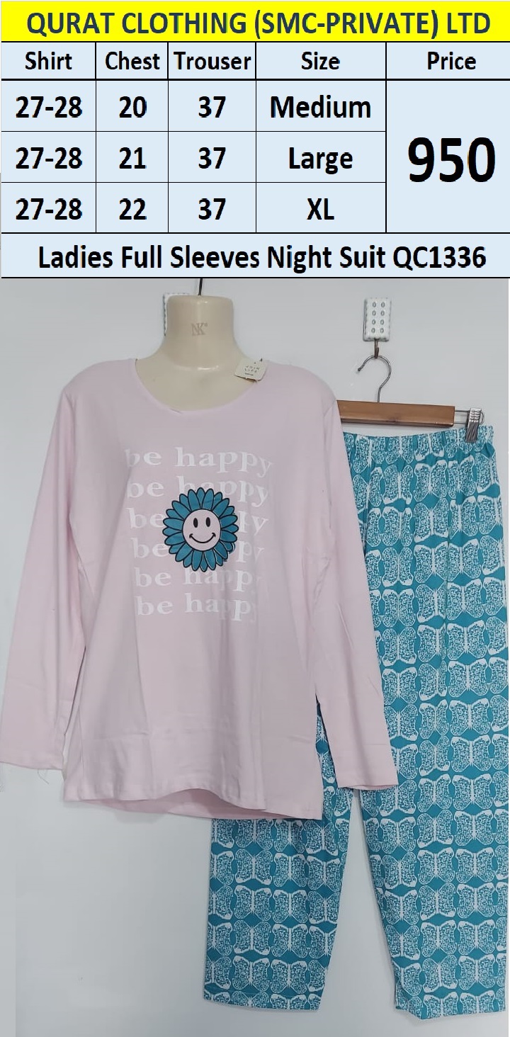 Ladies Full Sleeves Be Happy Night Suits QC1336