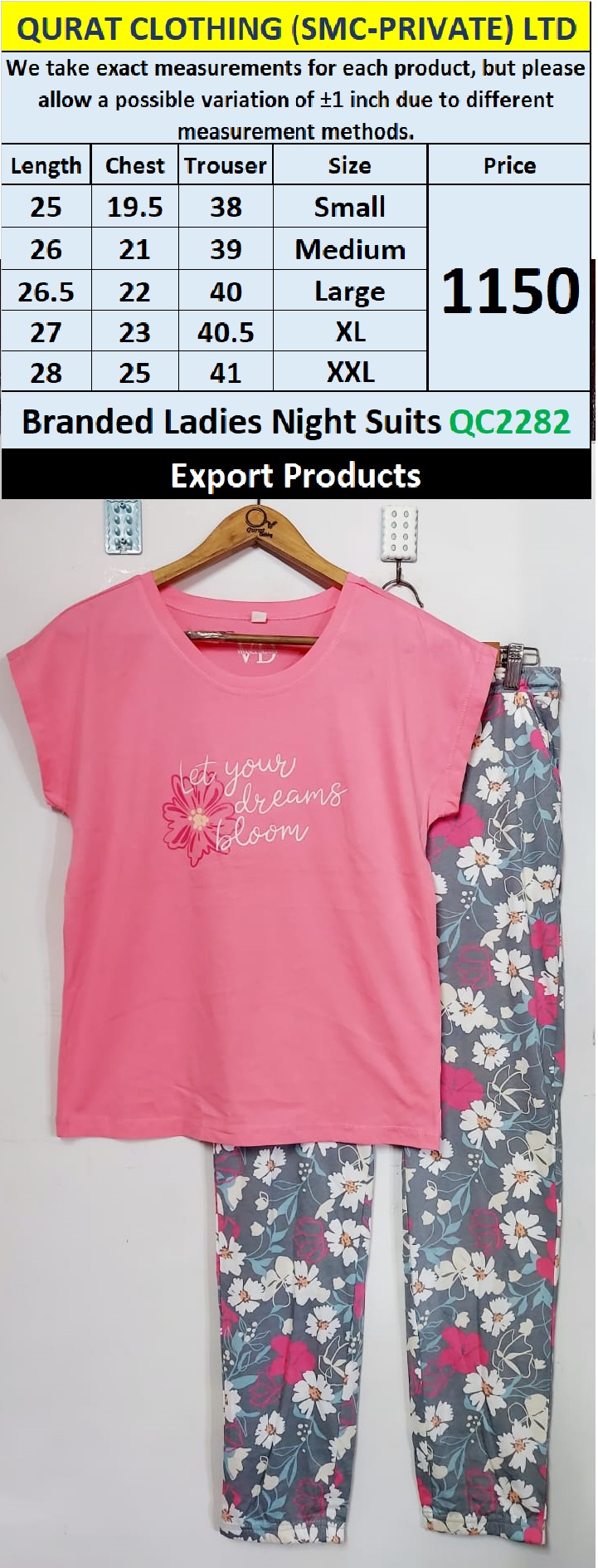 Branded Ladies Night Suits QC2282 - Export Product 