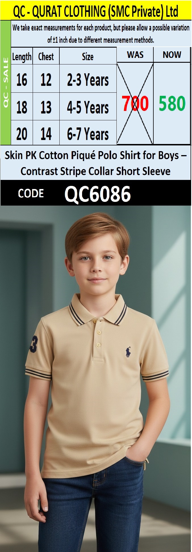 Skin PK Cotton Piqué Polo Shirt Number 3 Contrast Stripe Collar Short Sleeve – Premium Smart Polo QC6086