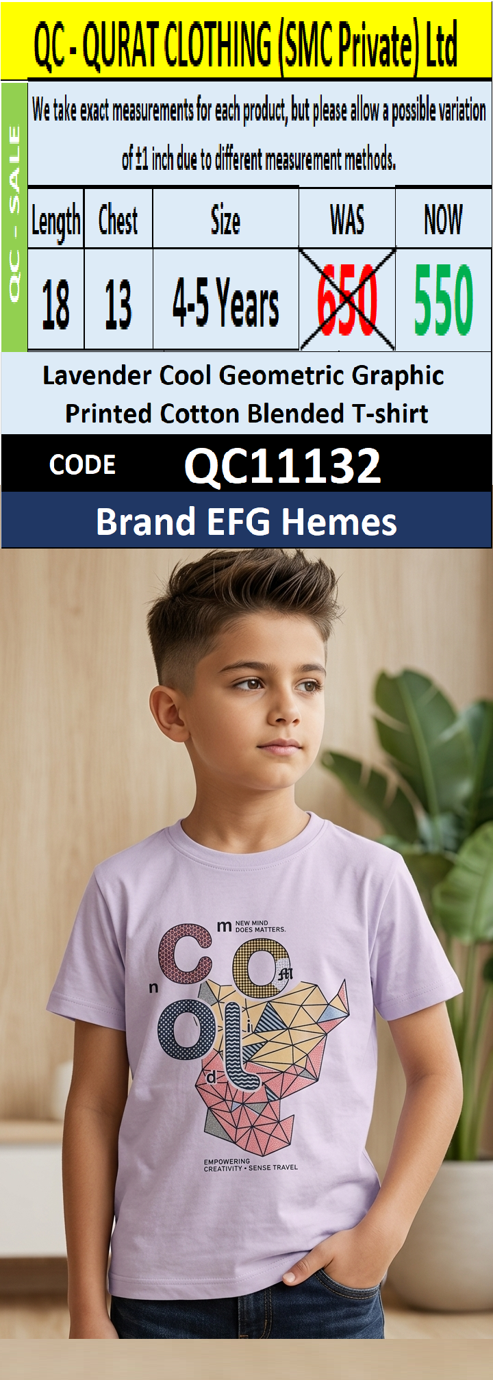 Lavender Cool Geometric Graphic Printed Cotton Blended T-shirt QC11132 – EFG Hemes