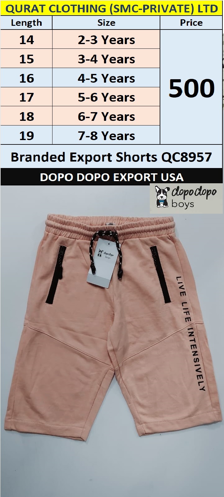 Dopo Dopo Brand Export Shorts QC8957 Export USA