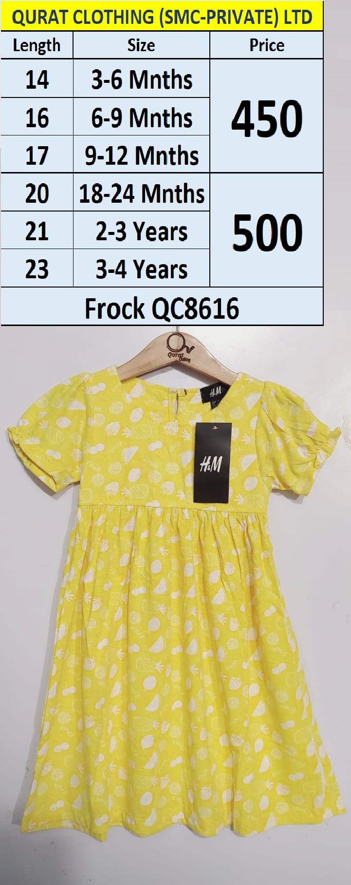 Yellow Pineapple print Frock QC8616 (PD)