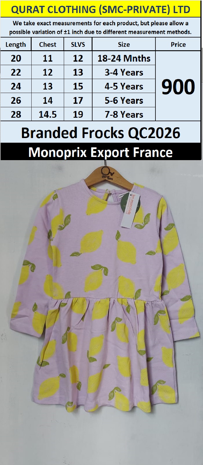 Monoprix Brand Frock QC2026 Export France 