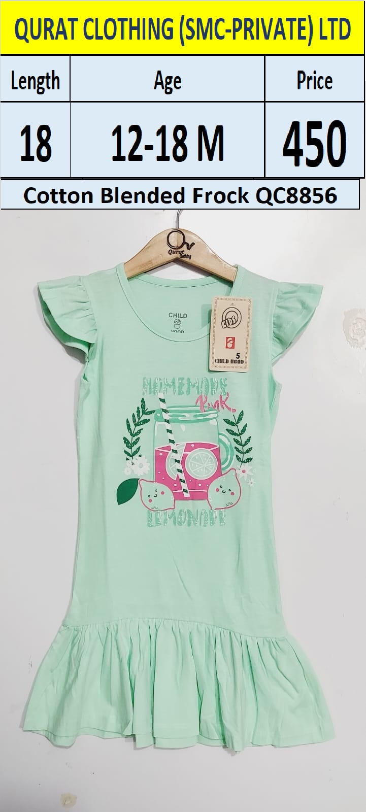 Cotton Blended Frock QC8856 Brand Child Hood