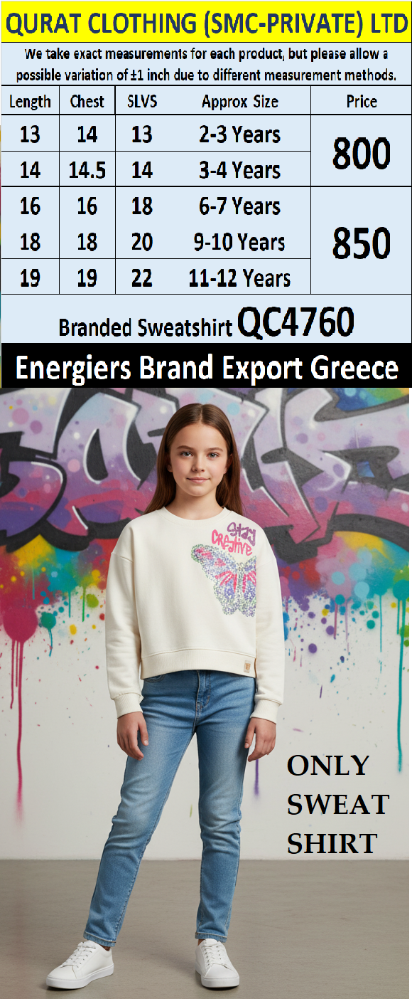Energiers Brand Stay Creative White Sweatshirt QC4760 Export Greece 