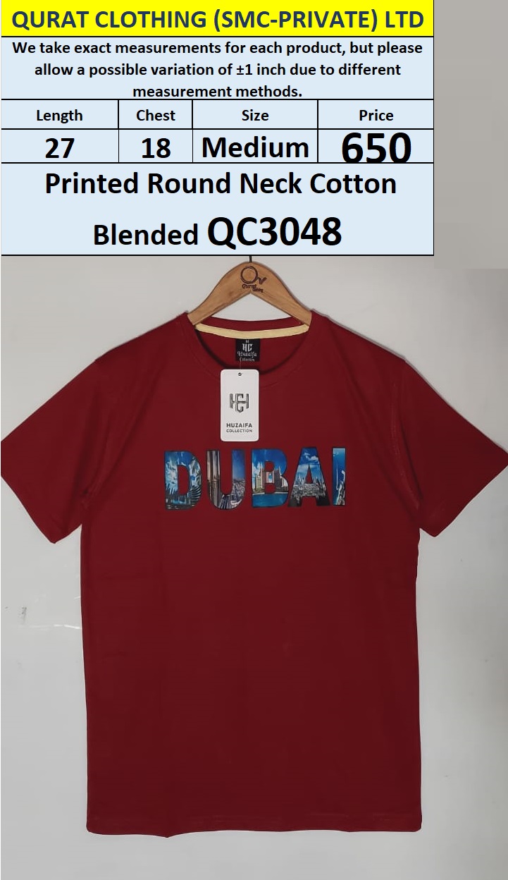 Dubai Round Neck Cotton Blended T-shirt QC3048