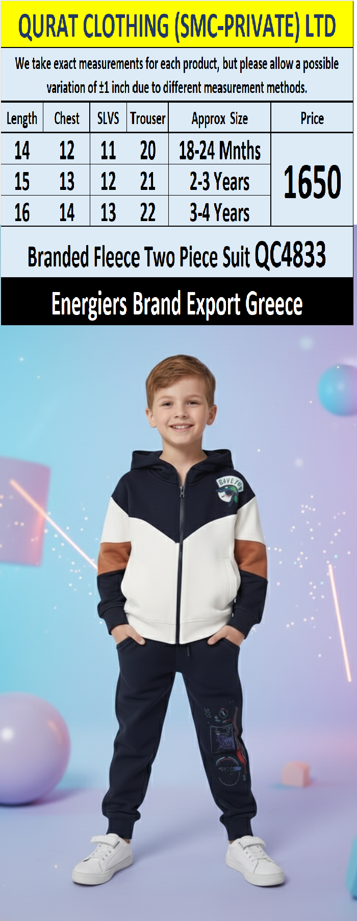 Energiers Brand Fleece Two Piece Suits QC4833 - Export Greece