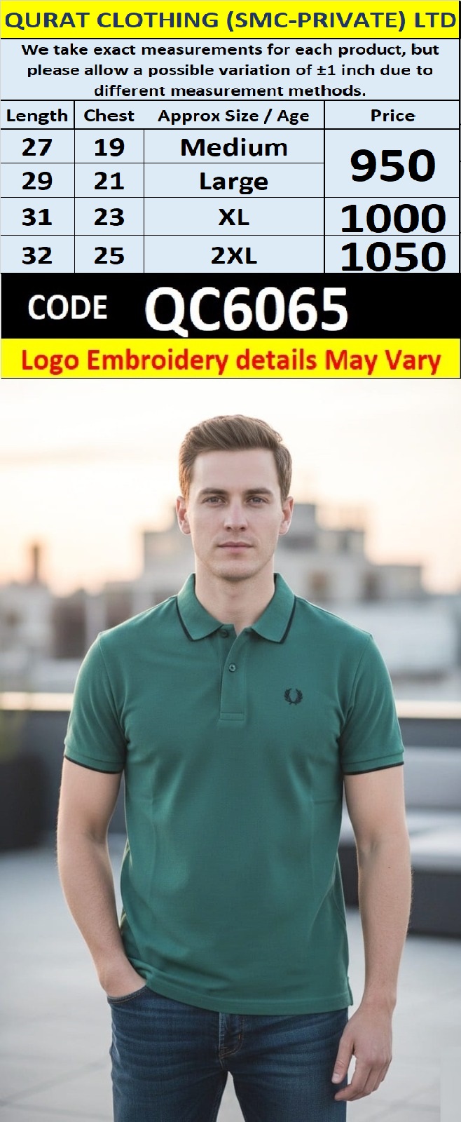 Bottle Green PK Cotton Piqué Polo T-Shirt Embroidered Logo Men’s Regular Fit – QC6065
