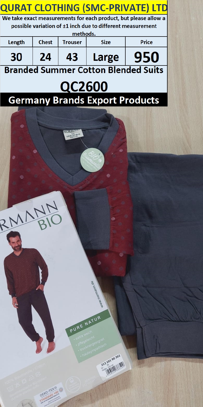 International Brands Summer Cotton Blended Suits Export Germany QC2600