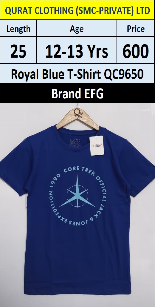 Core Trek Royal Blue T-shirt QC9650 Brand EFG