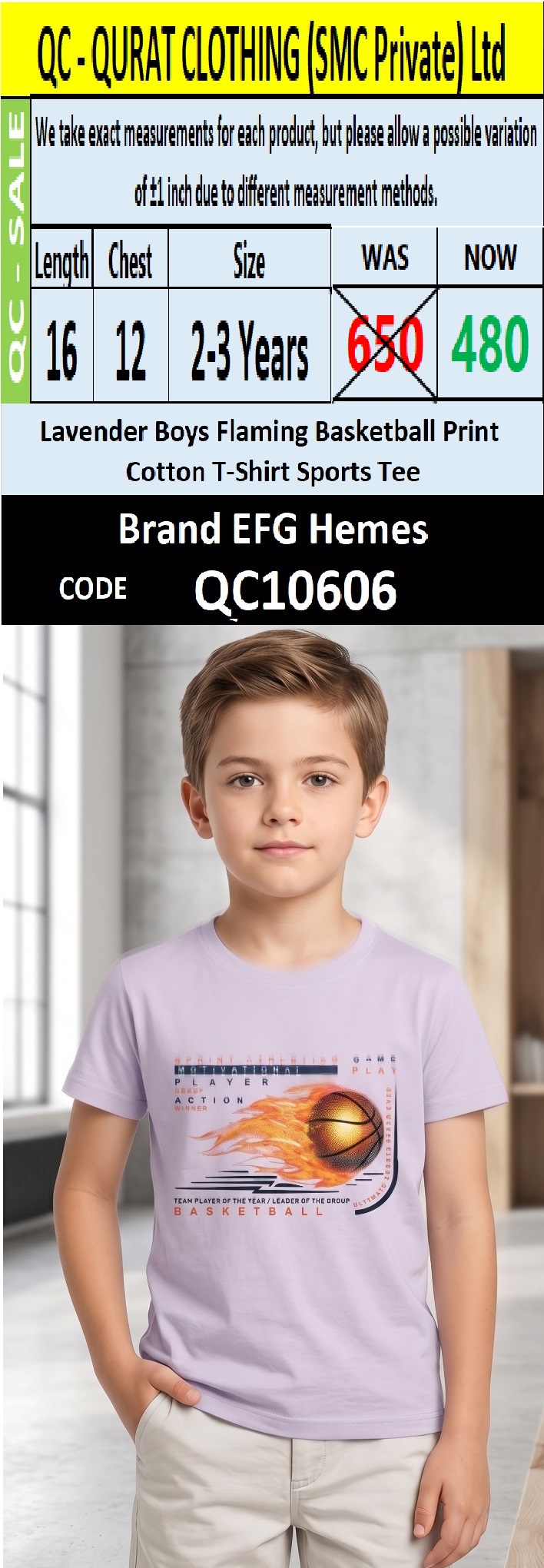 Lavender Boys Flaming Basketball Print Cotton T-Shirt Sports Tee – QC10606