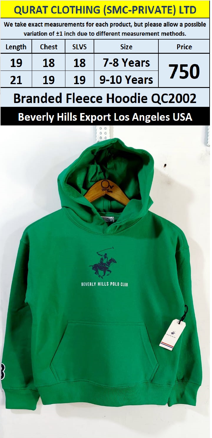 Beverly Hills Brand Fleece Hoodie QC2002 Export Los Angeles USA
