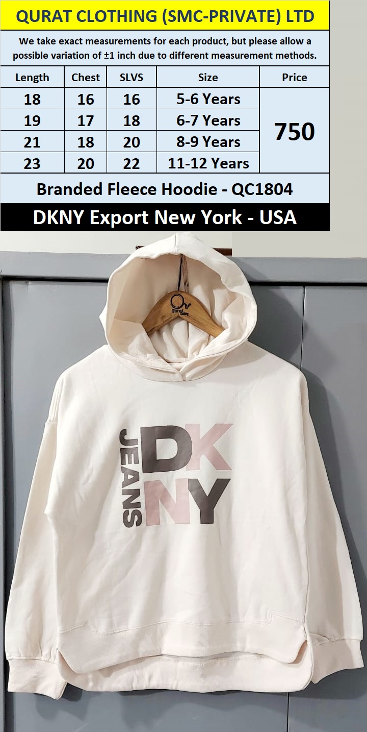 DKNY Brand Fleece Hoodie QC1804 Export New York - USA