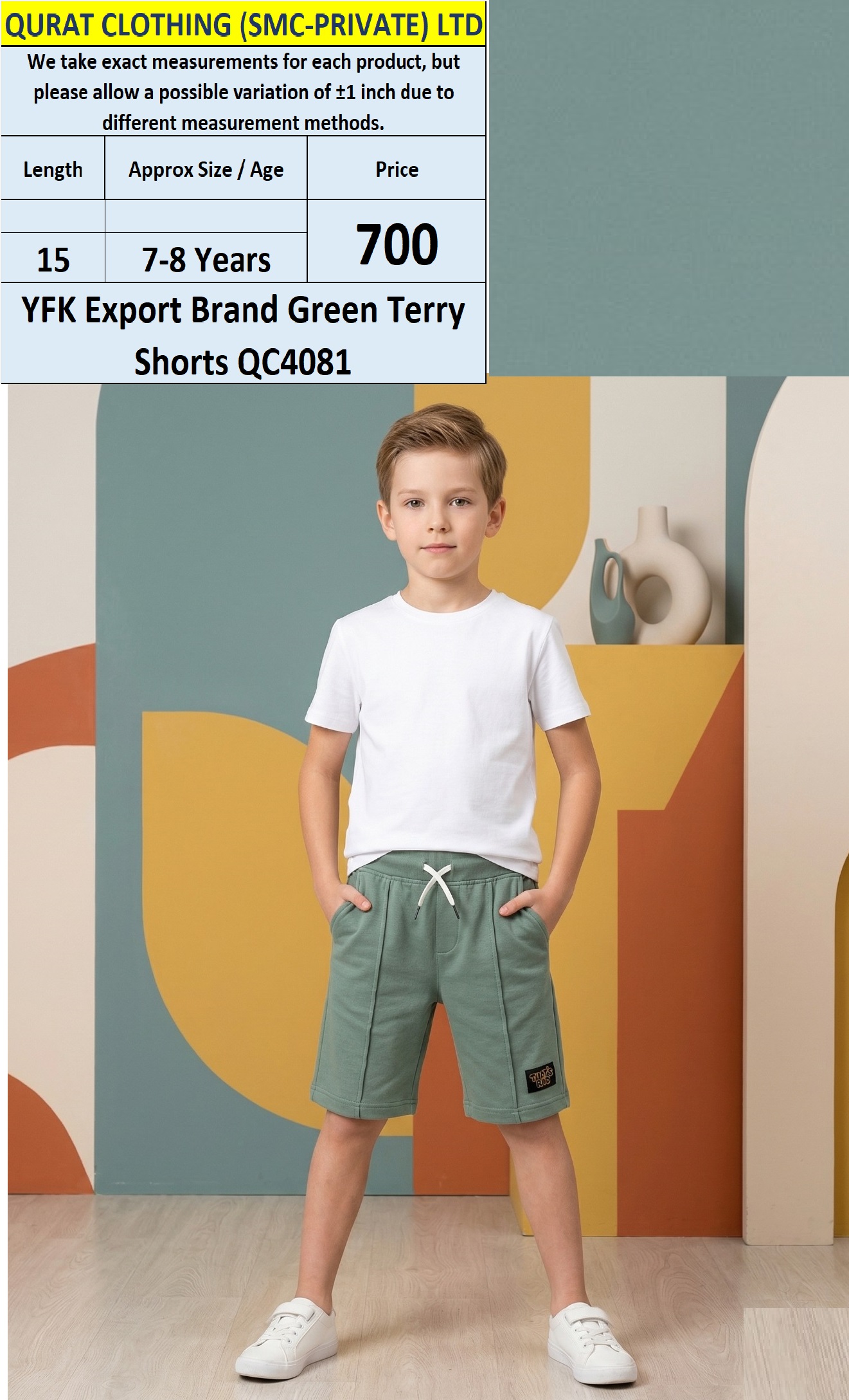 YFK Brand Green Terry Shorts QC4081