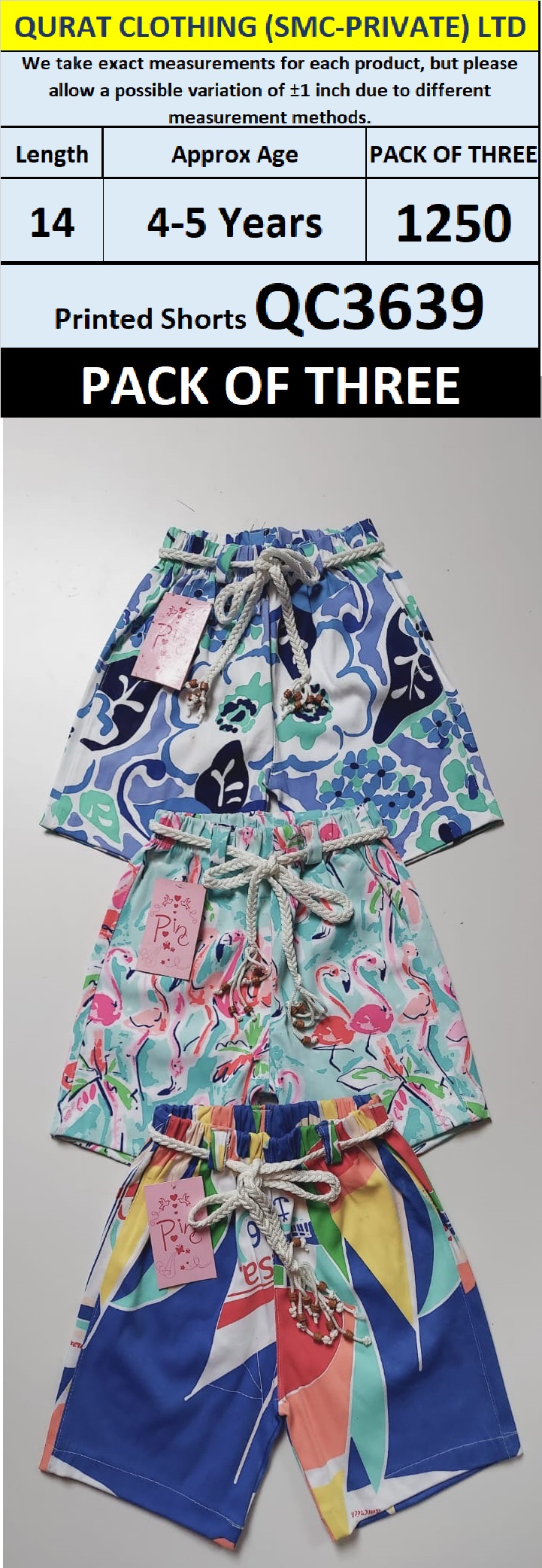 Pack of Three Girls Printed Shorts QC3639
