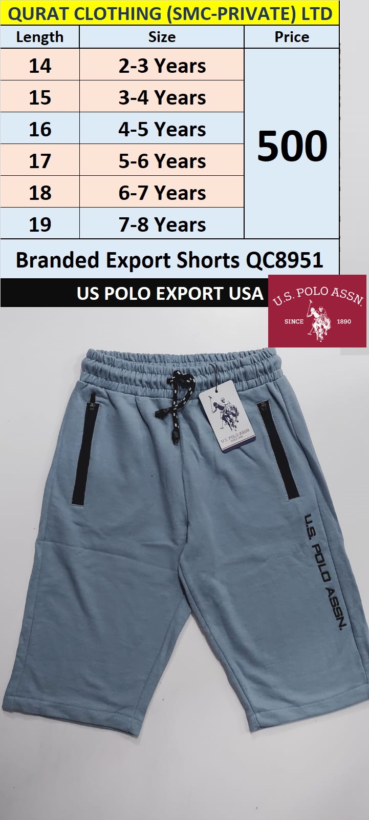 US Polo Brand Export Shorts QC8951 Export USA