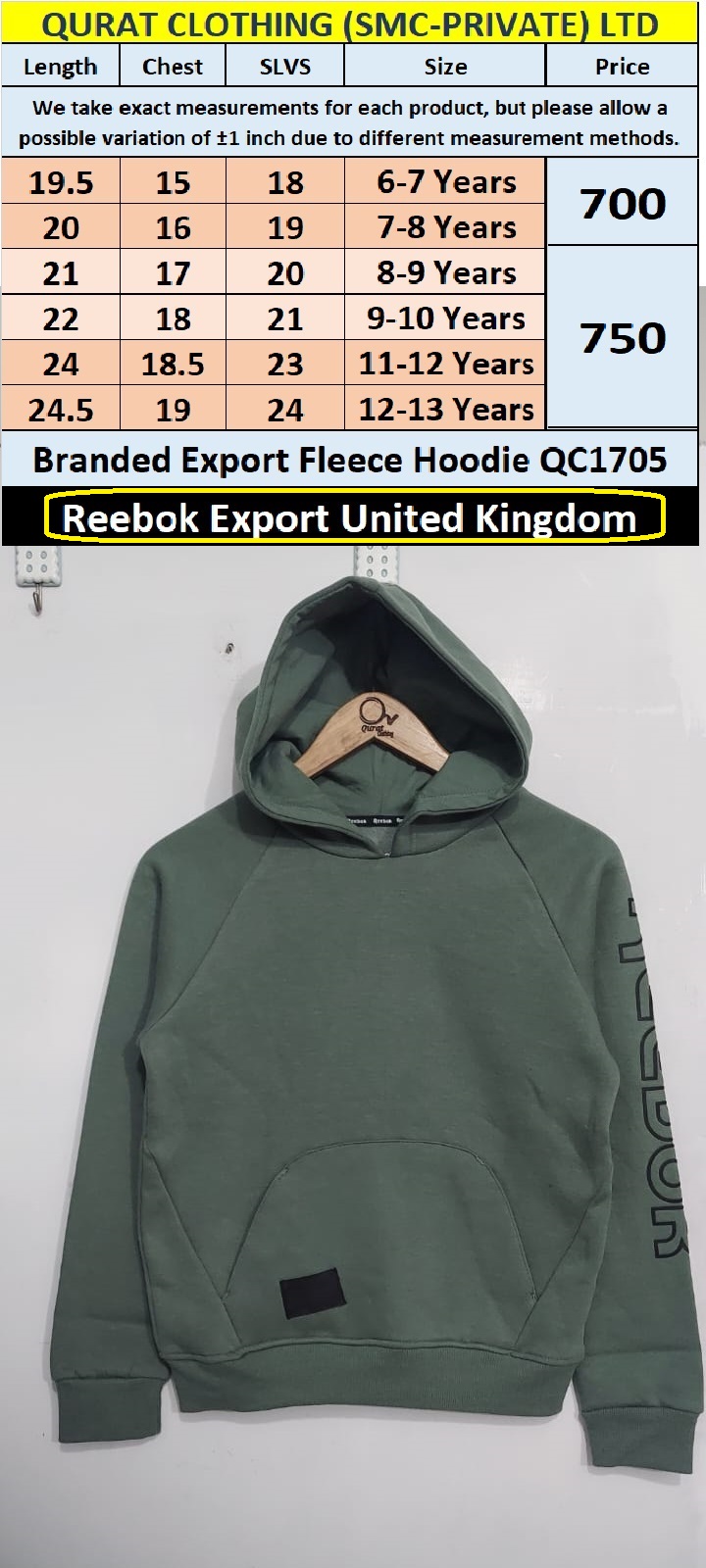 Branded Export Fleece Hoodie QC1705 | Export United Kingdom - Qurat Clothing