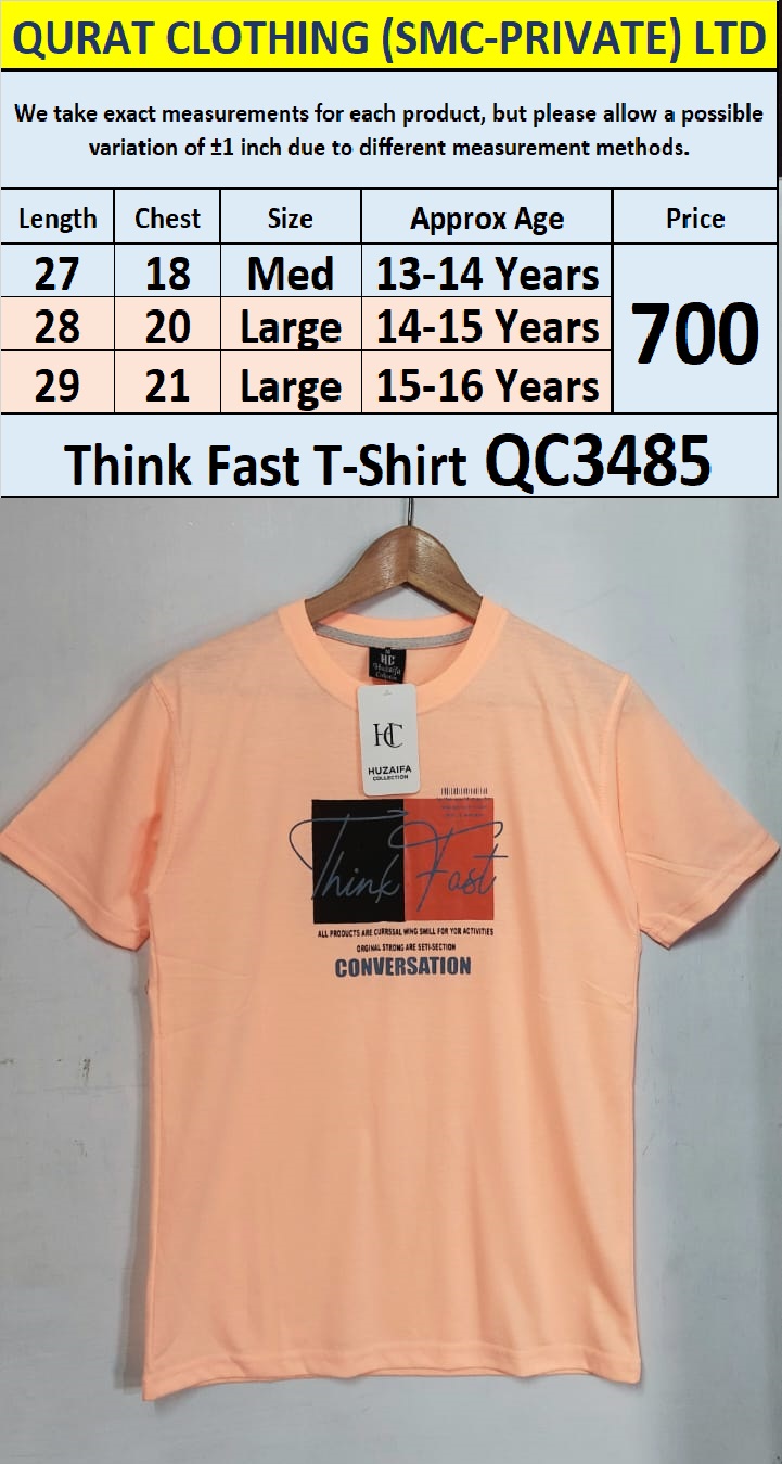 Soft Cotton Blended Think Fast T-Shirt QC3485