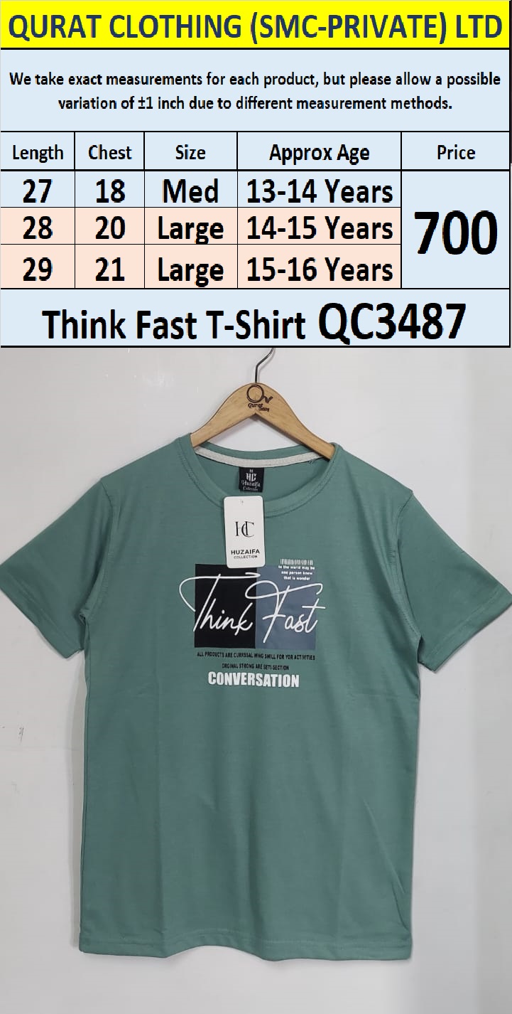 Soft Cotton Blended Think Fast T-Shirt QC3487