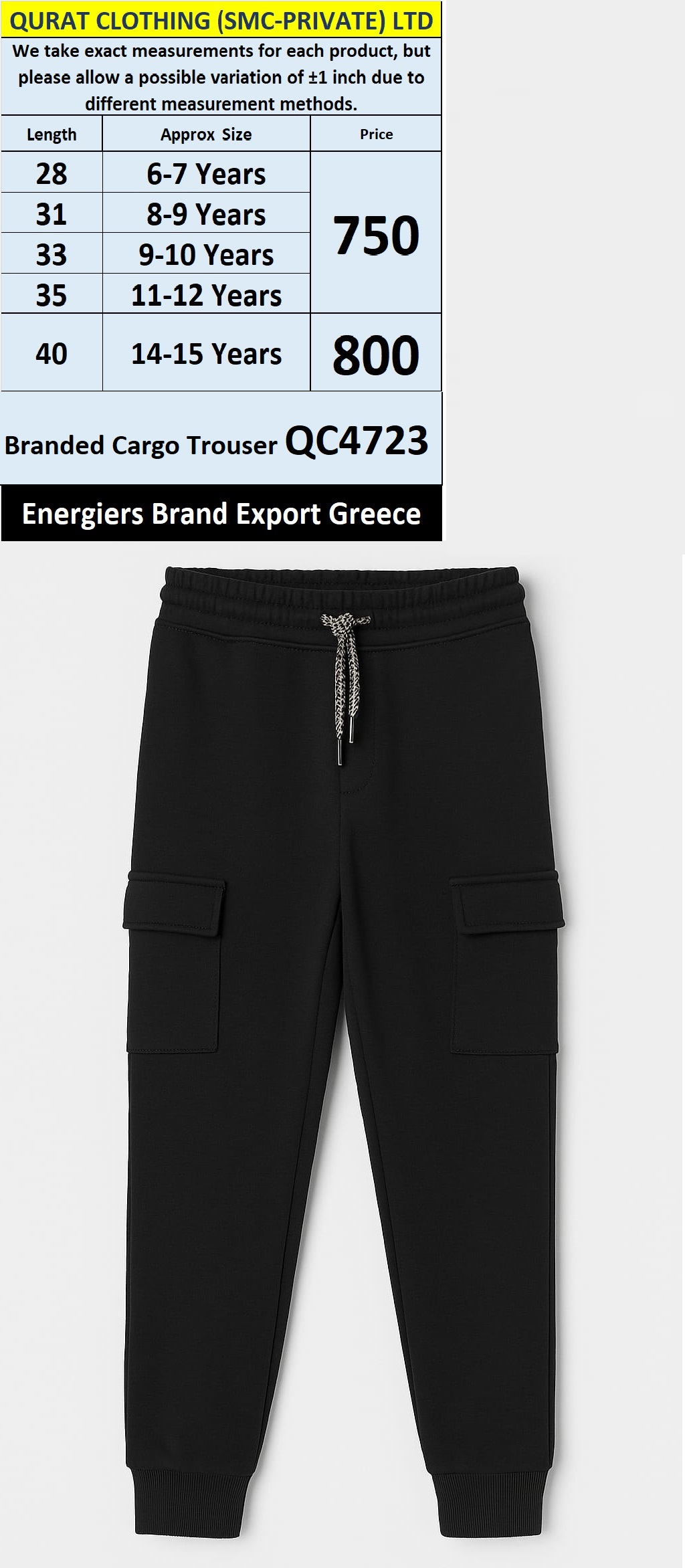 Energiers Brand Cargo Trouser QC4723 Export Greece 