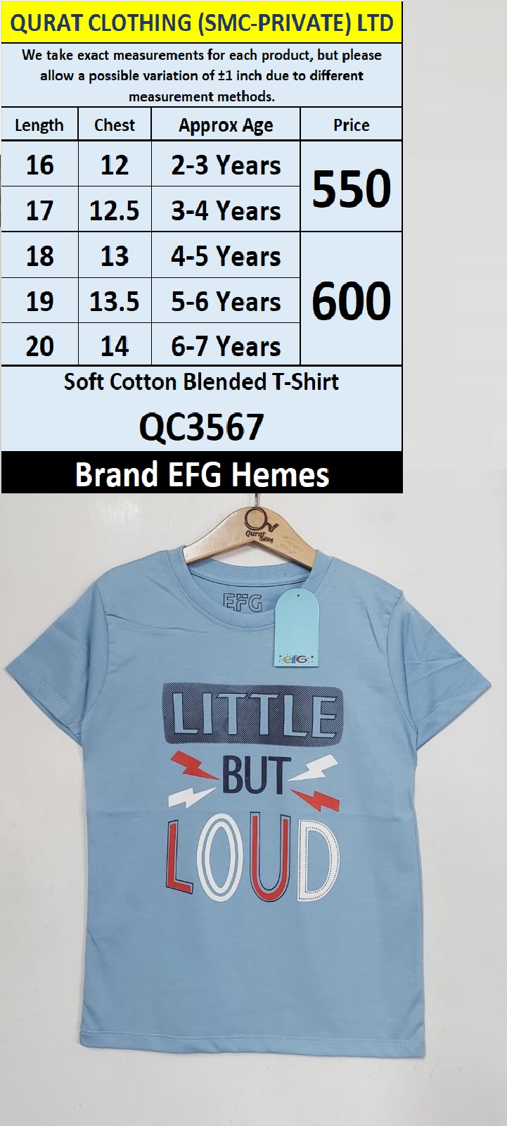 EFG Hemes Brand Soft Cotton Blended T-shirts QC3567