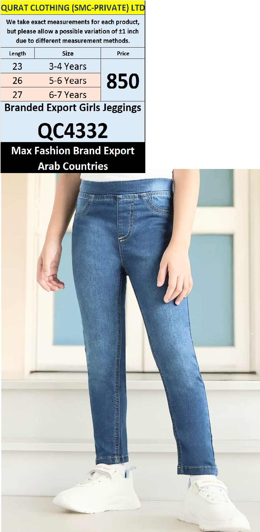 Max Fashion Brand Girls Jeggings QC4332 Export Arab Countries 