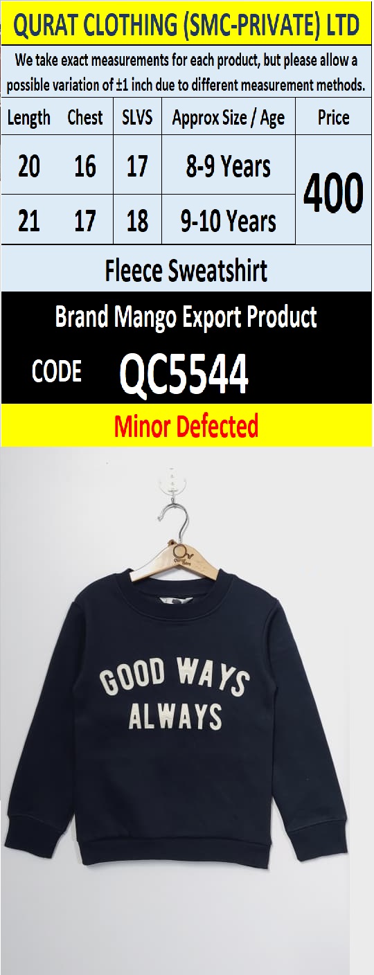 Brand Mango Fleece Sweatshirt Export Europe or USA (Minor Defected Product) - QC5544