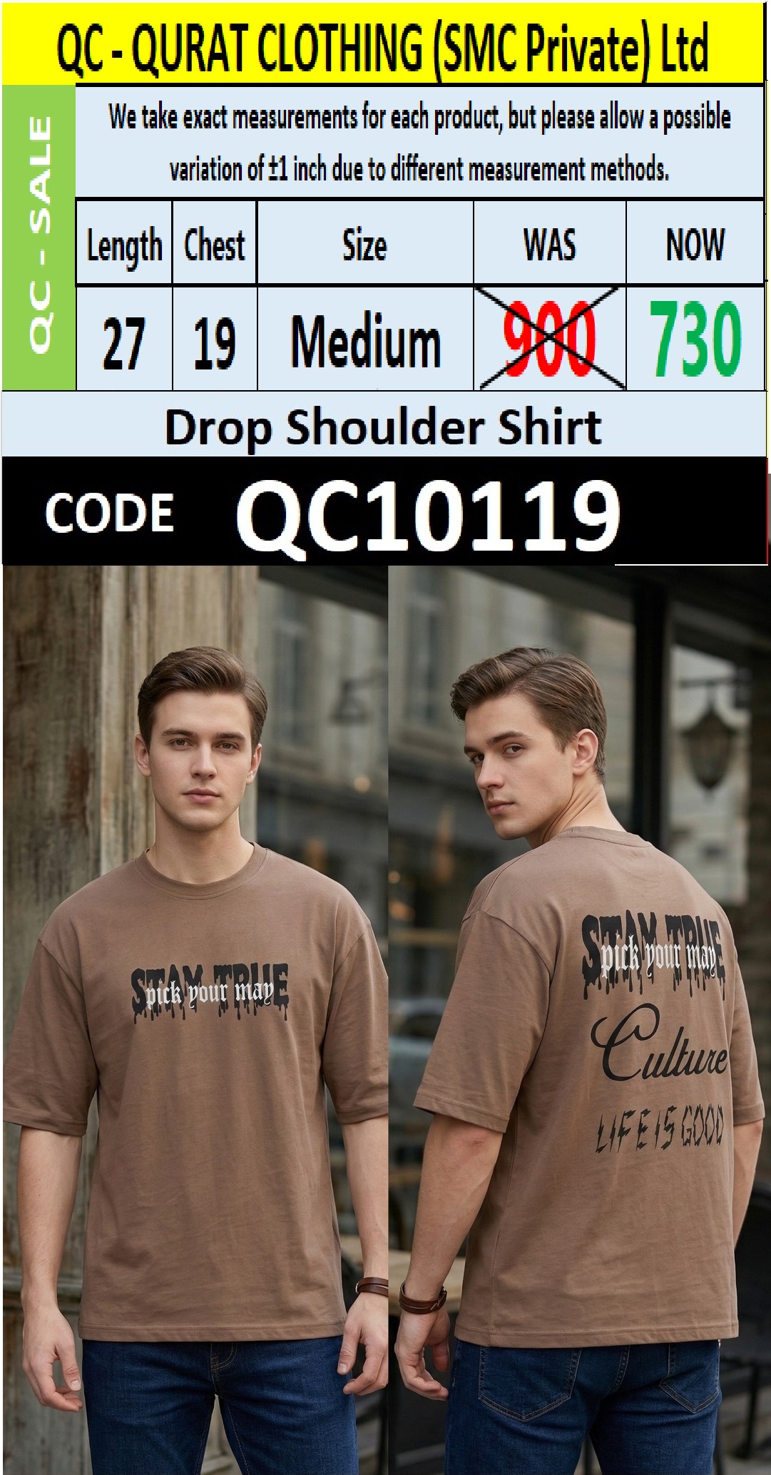 Stay True Culture Life Is Good Drop Shoulder Shirt – Coffee Brown Cotton T-Shirt QC10119