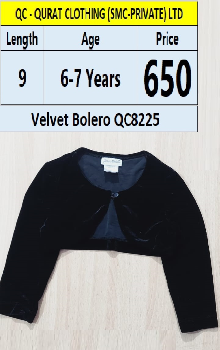 Branded Velvet Bolero QC8225