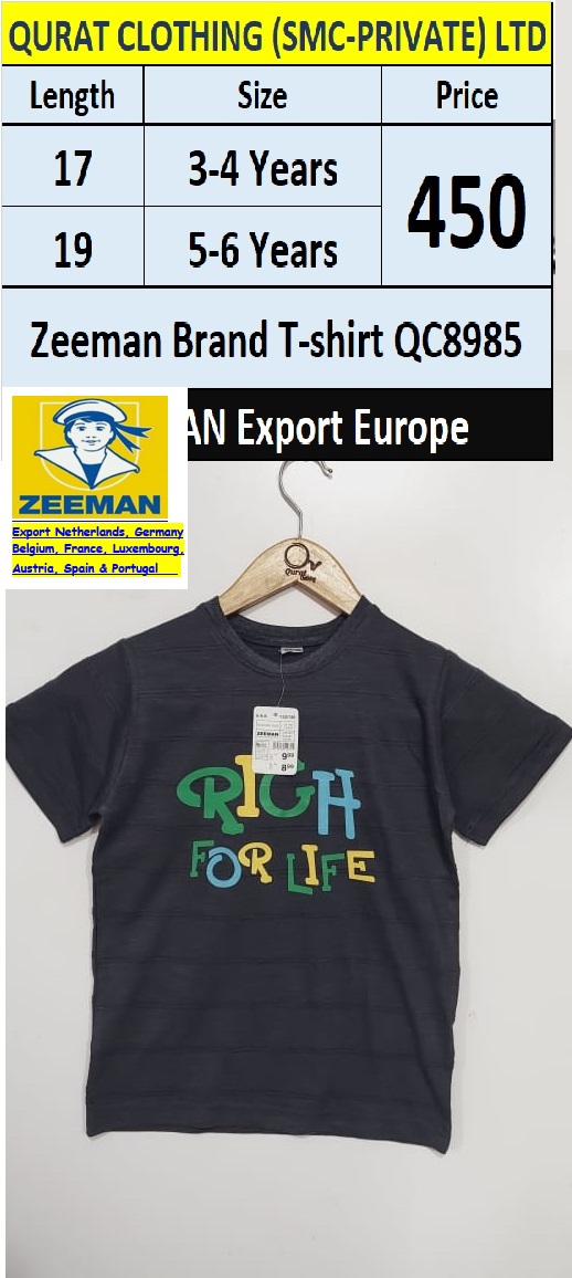 Zeeman Brand T-shirt QC8985 Export Europe