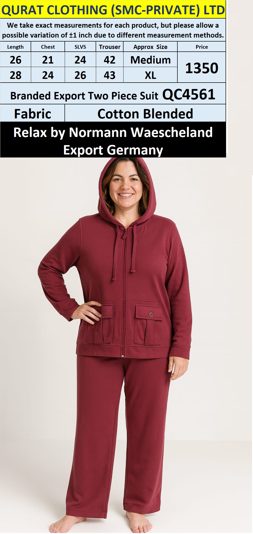 Relax by Normann Waescheland Branded Two Piece Suits QC4561 Export Germany