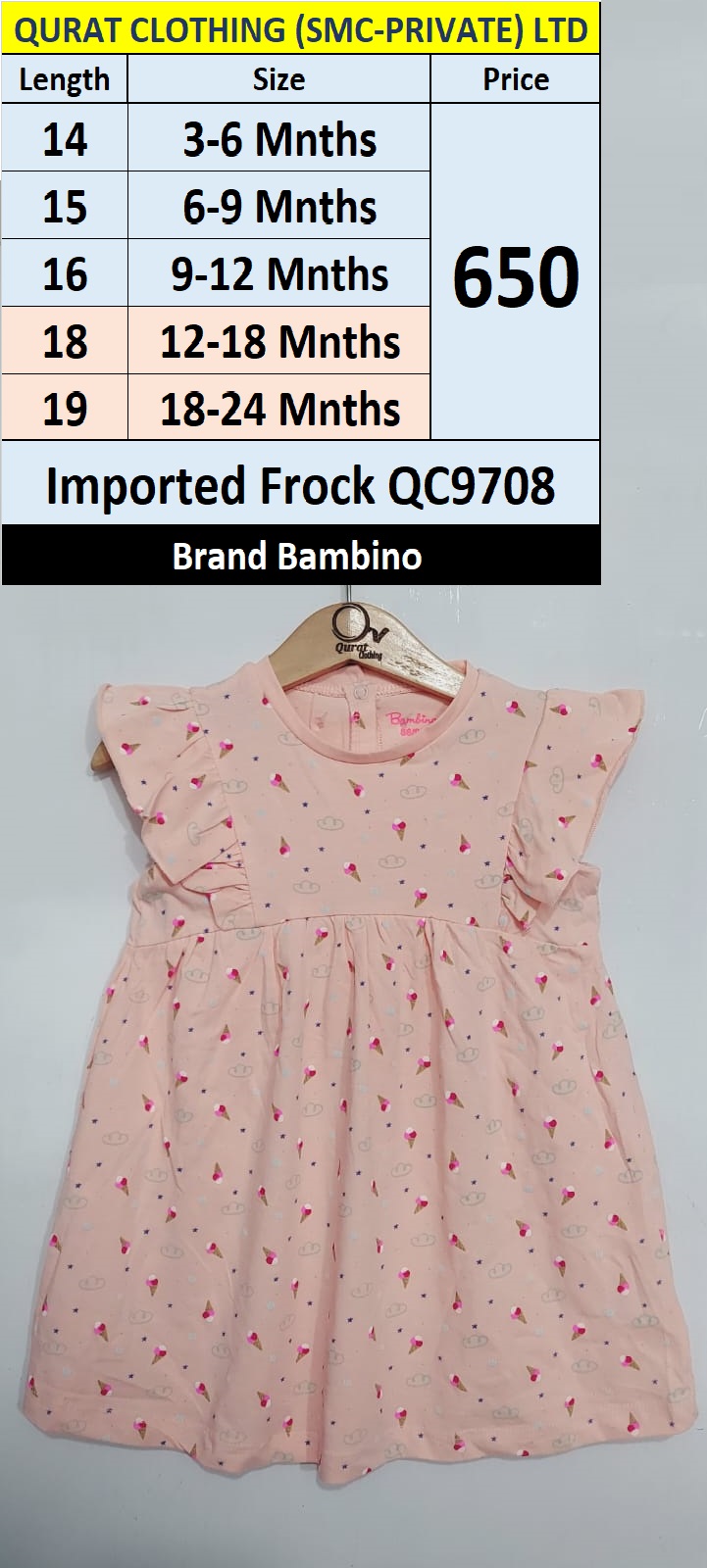 Branded Imported Frock QC9708 Brand Bambino 