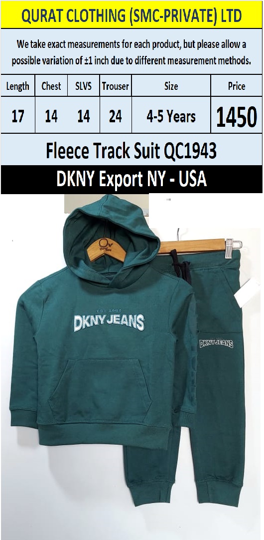 DKNY Brand Fleece Track Suit QC1943 Export USA