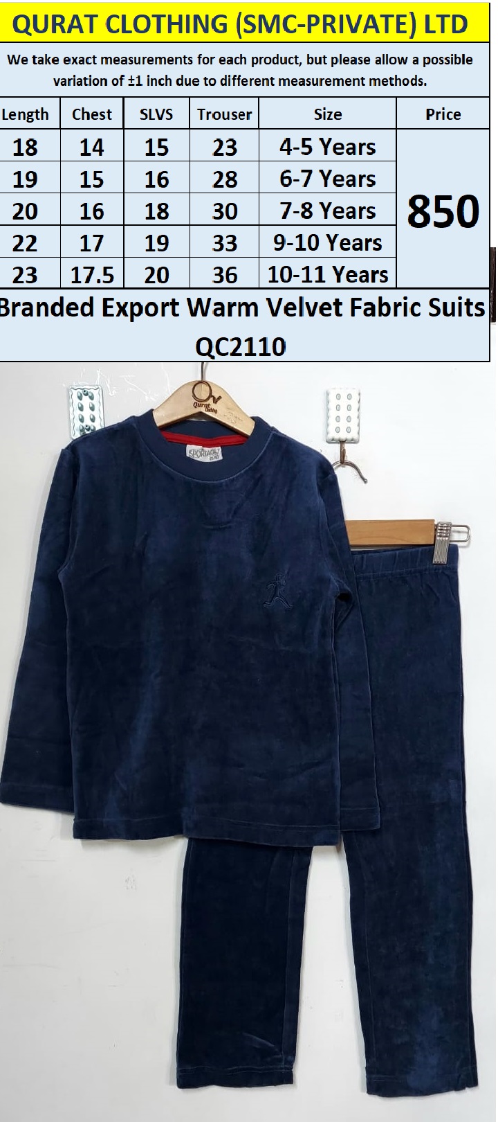 Branded Export Warm Velvet Fabric Suits QC2110