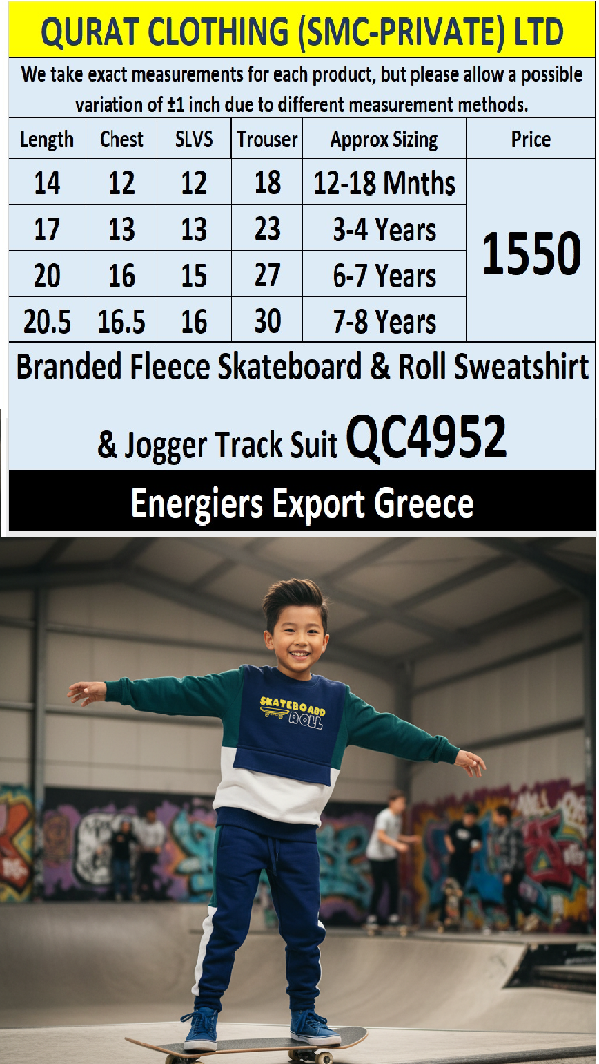 Energiers Brand Blue “SKATEBOARD & ROLL” Fleece Sweatshirt & Jogger Track Suit QC4952 – Export Greece