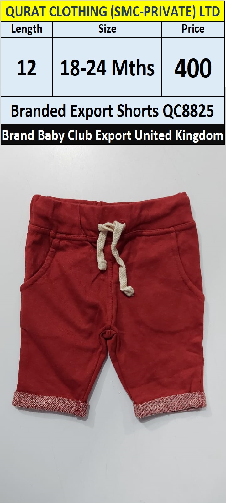 Baby Club Brand Export Shorts QC8825 Export United Kingdom