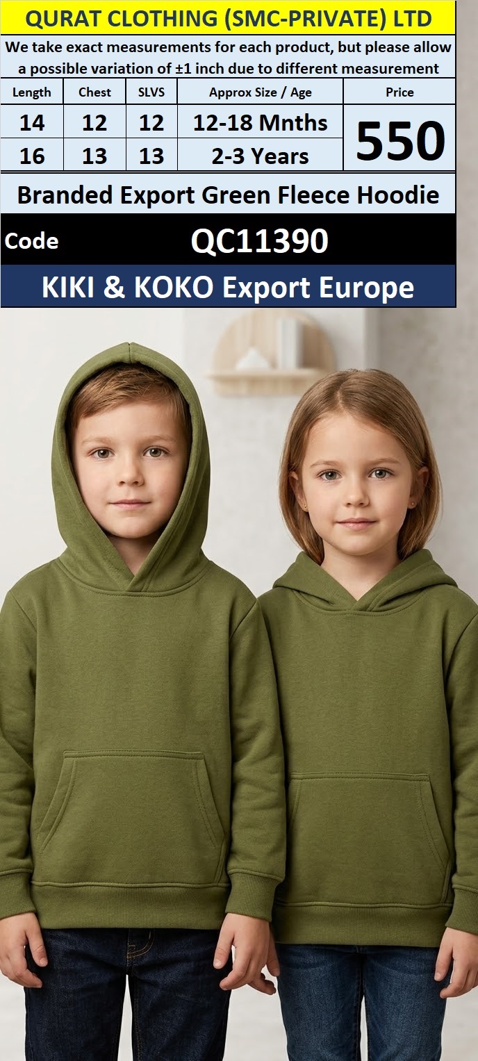 Branded Export Green Fleece Hoodie – KIKI & KOKO Export Europe – QC11390