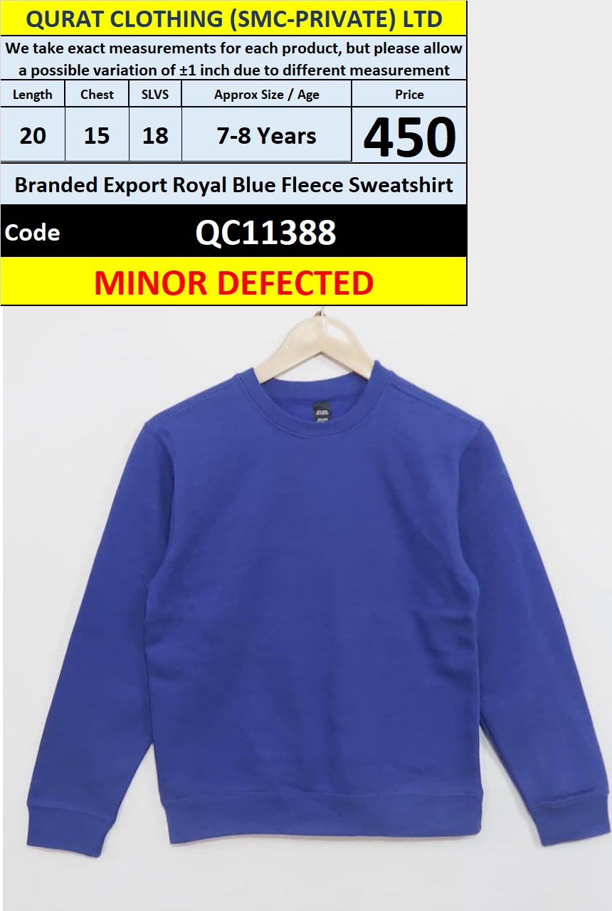 Branded Export Royal Blue Fleece Sweatshirt – QC11388 - Minor Defected