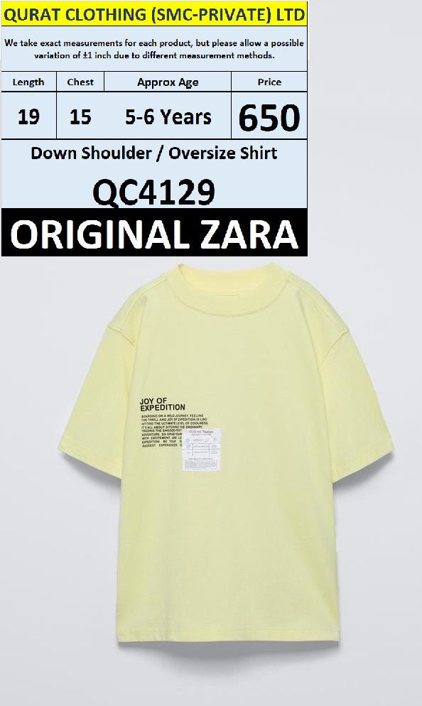Original Zara Brand Trending Down Shoulder / Over Size T-shirt Export Spain, UK & USA - QC4129