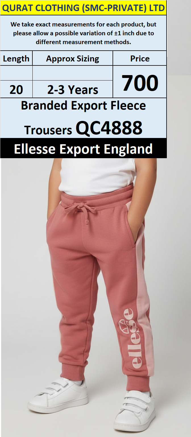Ellesse QC4888 Kids Pink Fleece Jogger Trousers with Side Stripe & Logo Print – England Export