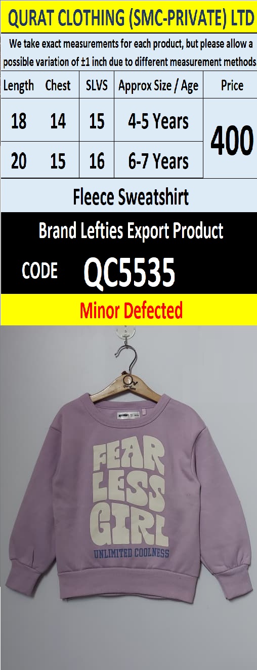 Brand Lefties Fleece Sweatshirt Export Europe or USA (Minor Defected Product) - QC5535