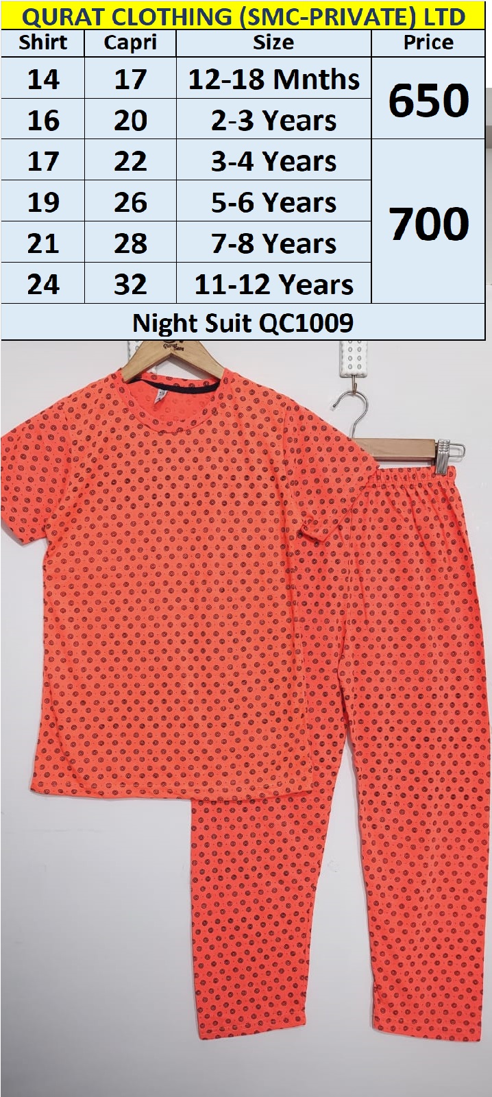 Orange Polka Dots Night Suit QC1009