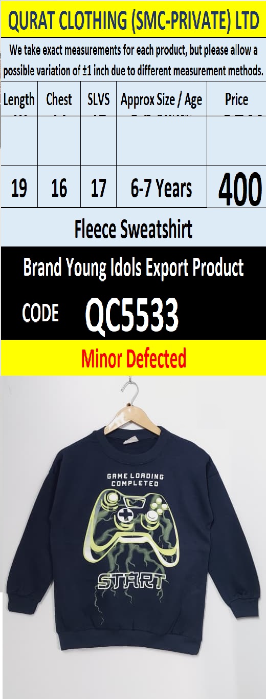 Brand Young Idols Fleece Sweatshirt Export Europe or USA (Minor Defected Product) - QC5533