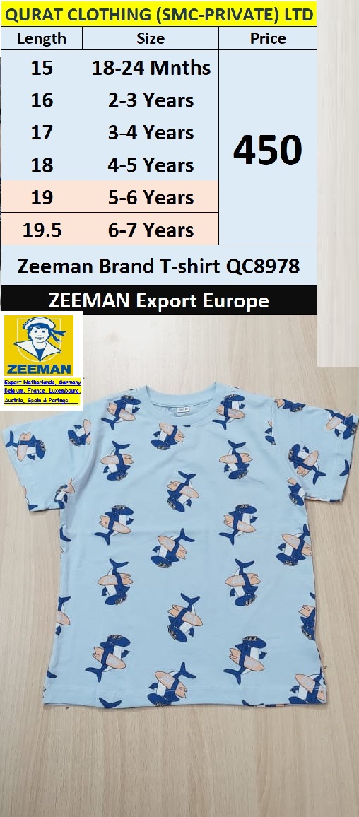 Zeeman Brand T-shirt QC8978 Export Europe
