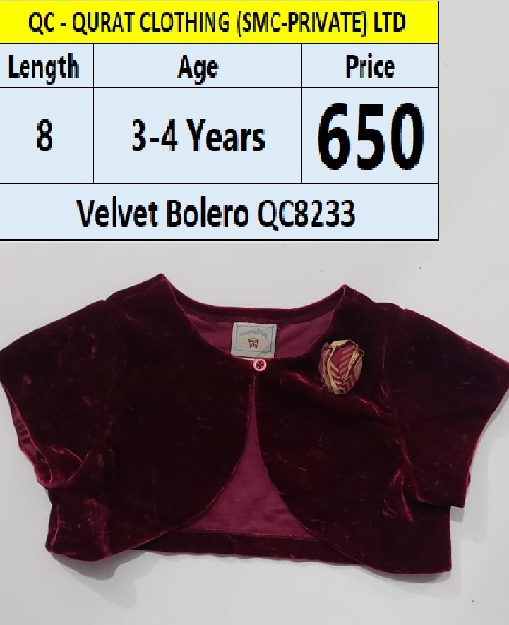 Branded Velvet Bolero QC8223
