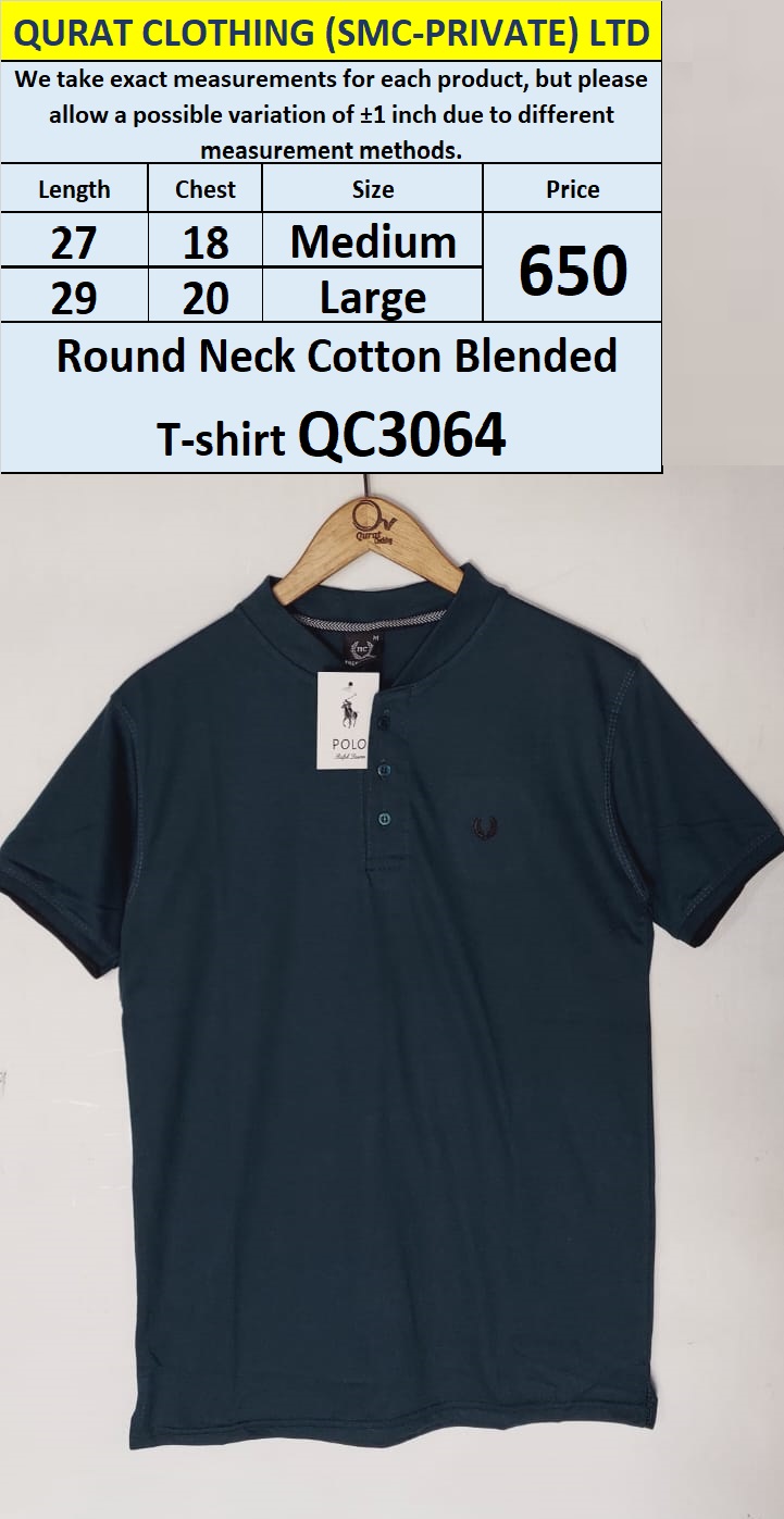 Round Neck Cotton Blended T-shirt QC3064